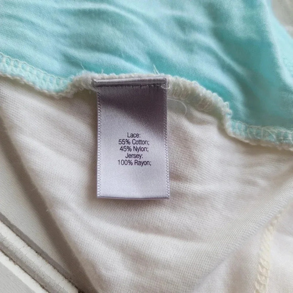 Jennifer Lopez Tank Top White Aqua Blue Back Button Keyhole Eyelet Sleeveless XS - Picture 4 of 12